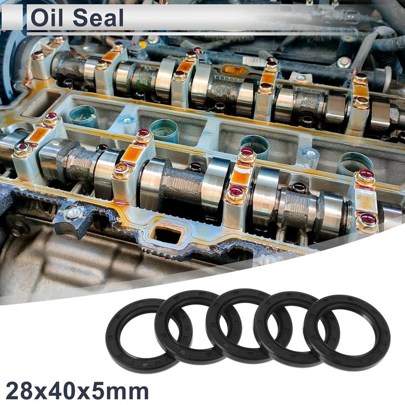 RATCHROLL ختم زيت حلقة ختم TC ختم رمح دوار 28x40x5 مم ضغط عالي مطاط نيتريل أسود 5 قطع - Image 2